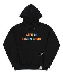 [UNISEX]レインボーライフスマイルロゴフードティー_ブラック