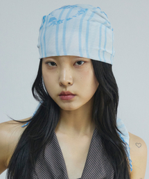 SLEEKGLOW（スリック グロウ）の「シルキー トライアングル スカーフ[ブルーストライプ]（バンダナ/スカーフ）」