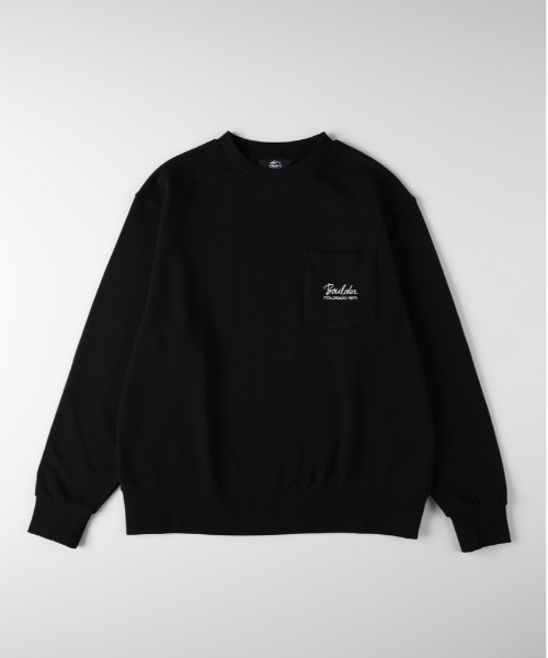 セール】【CAMP7】胸ポケット刺繍ロゴ クルーネックトレーナー