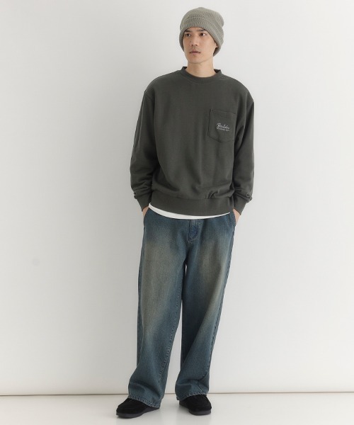 CAMP7(キャンプセブン)の「【CAMP7】胸ポケット刺繍ロゴ クルーネックトレーナー (シンプル&機能的/カジュアル/抗菌防臭/ポケット付き/男女兼用)(スウェット・メンズ・オリーブ/ブラック/ライトグレー・L/XL/M)」の14枚目の写真