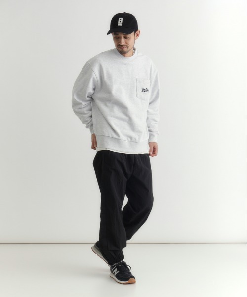 セール】【CAMP7】胸ポケット刺繍ロゴ クルーネックトレーナー