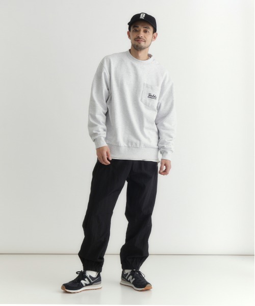 セール】【CAMP7】胸ポケット刺繍ロゴ クルーネックトレーナー