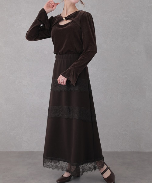 Lace Ladies（レースレディース）の「ベロア メタル モチーフ オープンカット トップス（その他トップス・レディース・ブラック/ブラウン・FREE）」の13枚目の写真