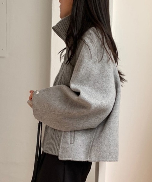 ONEP STAR（ワンピスター）の「ケーブル編みジップアップニット（ニット/セーター・レディース・ベージュ/ブラック/グレー・FREE）」の7枚目の写真