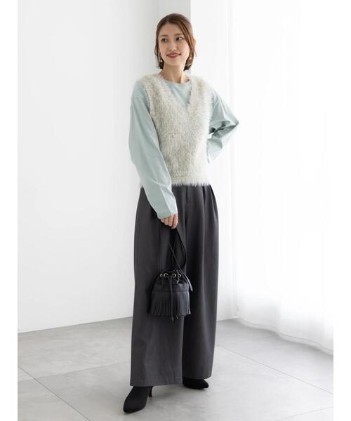 Te chichi（テチチ）の「タックワイドフルレングスパンツ《2025winter catalog item》（その他パンツ・レディース・ブラック/チャコールグレー/グレー・F）」の6枚目の写真