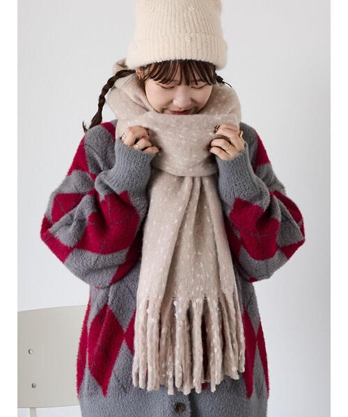 ehka sopo（エヘカソポ）の「ふわもこマフラー太フリンジネップ無地（ストール/ショール・レディース・ベージュ/ラベンダー/イエロー・F）」の2枚目の写真