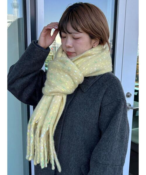 ehka sopo（エヘカソポ）の「ふわもこマフラー太フリンジネップ無地（ストール/ショール・レディース・ベージュ/ラベンダー/イエロー・F）」の6枚目の写真