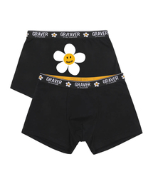 GRAVER（グレーバー）の「ホワイトバックフラワースマイル メンズドロース 1パック_ブラック（ボクサーパンツ）」