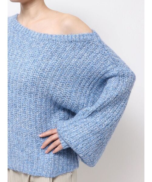 Ungrid（アングリッド）の「オフショルラメルーズニット（ニット/セーター・レディース・オレンジ/ライトグレー/ブルー・FREE）」の9枚目の写真