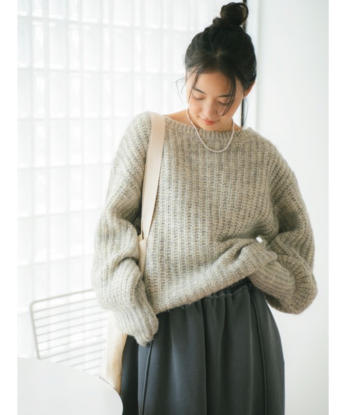 Ungrid（アングリッド）の「オフショルラメルーズニット（ニット/セーター・レディース・オレンジ/ライトグレー/ブルー・FREE）」の2枚目の写真