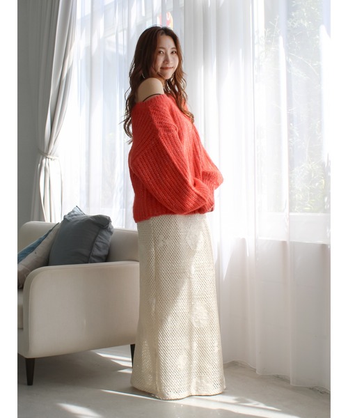Ungrid（アングリッド）の「オフショルラメルーズニット（ニット/セーター・レディース・オレンジ/ライトグレー/ブルー・FREE）」の22枚目の写真