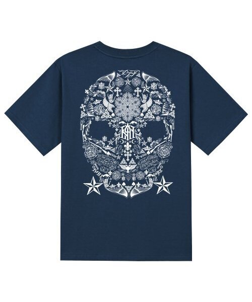KAN6312(カン6312)の「KTN0094 スカルアート半袖Tシャツ - ネイビー(Tシャツ/カットソー・メンズ・その他・SMALL/MEDIUM/LARGE/X-LARGE)」の1枚目の写真