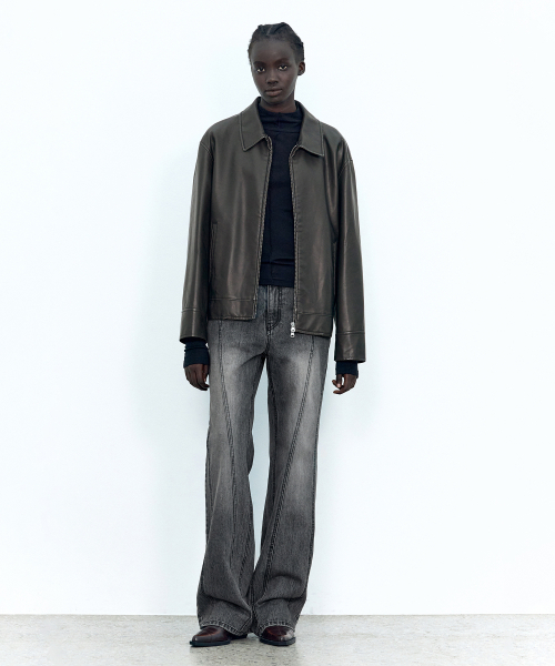 スラブディバイドブーツカットデニムBLACK