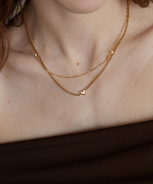 MERRYMOTIVE（メリーモチーブ）の「ユニークなハートミックスチェーンレイヤードゴールドネックレス（ネックレス）」