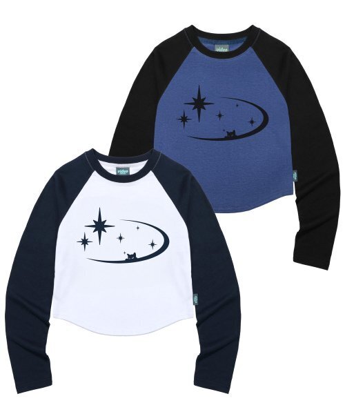 Video Jockey（ビデオジョッキー）の「星海 ラグラン クロップ LS Tシャツ [パープルブルー]（Tシャツ/カットソー・レディース・ネイビー・FREE）」の2枚目の写真
