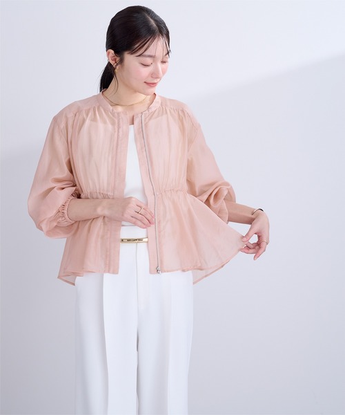 UR'S（ユアーズ）の「ウエストドロストシアーブルゾン（ブルゾン・レディース・ネイビー/ライトピンク/アイボリー/ブラック・L/M/S）」の16枚目の写真