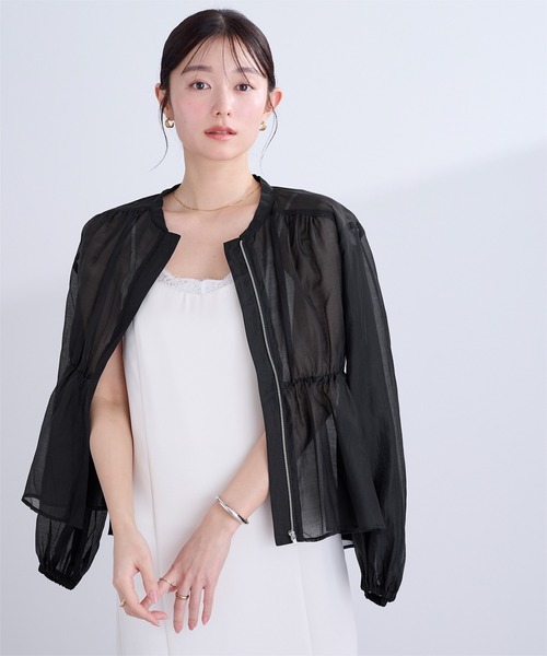 UR'S（ユアーズ）の「ウエストドロストシアーブルゾン（ブルゾン・レディース・ネイビー/ライトピンク/アイボリー/ブラック・L/M/S）」の5枚目の写真