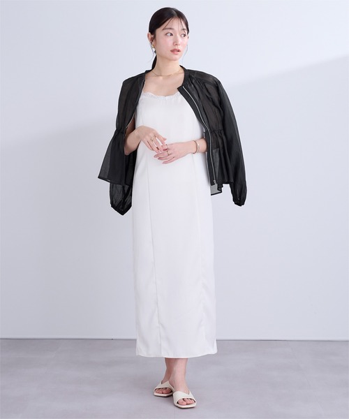 UR'S（ユアーズ）の「ウエストドロストシアーブルゾン（ブルゾン・レディース・ネイビー/ライトピンク/アイボリー/ブラック・L/M/S）」の6枚目の写真