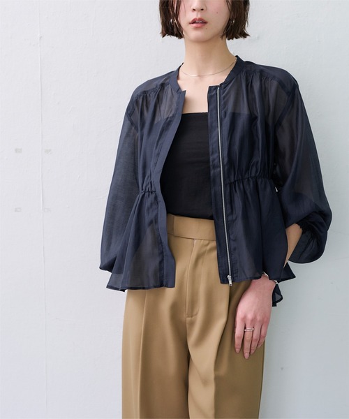 UR'S（ユアーズ）の「ウエストドロストシアーブルゾン（ブルゾン・レディース・ネイビー/ライトピンク/アイボリー/ブラック・L/M/S）」の14枚目の写真