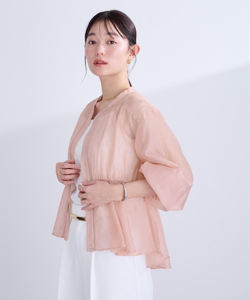 UR'S（ユアーズ）の「ウエストドロストシアーブルゾン（ブルゾン・レディース・ネイビー/ライトピンク/アイボリー/ブラック・L/M/S）」の18枚目の写真