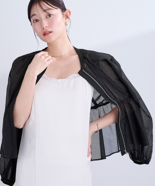 UR'S（ユアーズ）の「ウエストドロストシアーブルゾン（ブルゾン・レディース・ネイビー/ライトピンク/アイボリー/ブラック・L/M/S）」の7枚目の写真