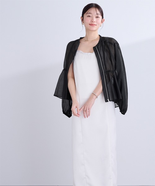 UR'S（ユアーズ）の「ウエストドロストシアーブルゾン（ブルゾン・レディース・ネイビー/ライトピンク/アイボリー/ブラック・L/M/S）」の8枚目の写真