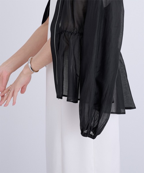 UR'S（ユアーズ）の「ウエストドロストシアーブルゾン（ブルゾン・レディース・ネイビー/ライトピンク/アイボリー/ブラック・L/M/S）」の9枚目の写真