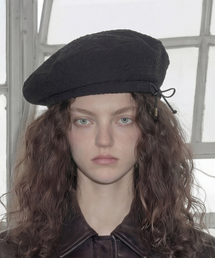 UNDERCONTROL STUDIO（アンダーコントロールスタジオ）の「夏ストラップベレー帽 PLATE BERET / STRAP / FLOWER BUBBLE / BLACK（ハンチング/ベレー帽）」