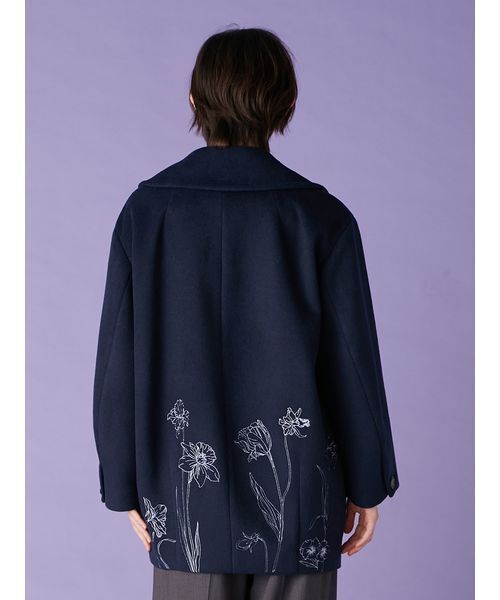 LILY BROWN(リリーブラウン)の「エンブロイダリーコクーンコート(チェスターコート・レディース・アイボリー/ミント/ネイビー・F)」の7枚目の写真