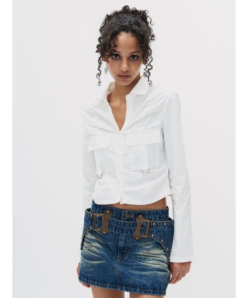 SETSETSET(セットセットセット)の「SHIRRING CARGO SHIRT WHITE(シャツ/ブラウス・レディース・その他・MEDIUM/SMALL)」の2枚目の写真