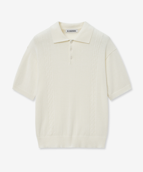BLOND9(ブロンドナイン)の「ソフトケーブルカラー半袖ニット_アイボリー(ニット/セーター・メンズ・その他・LARGE/MEDIUM/X-LARGE)」の5枚目の写真