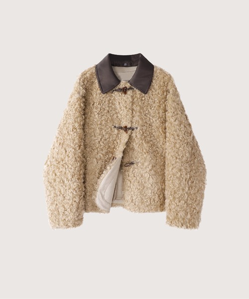LA POMME petit(ラポミ・プチ)の「Moveable PU Collar Faux Fur Jacket(ムートンコート・レディース・キャメル/アイボリー・LARGE/MEDIUM/SMALL)」の2枚目の写真