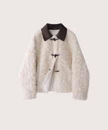 Moveable PU Collar Faux Fur Jacket