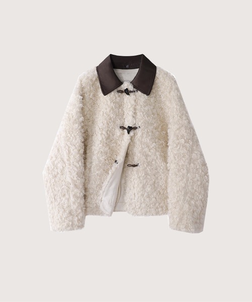 LA POMME petit(ラポミ・プチ)の「Moveable PU Collar Faux Fur Jacket(ムートンコート・レディース・キャメル/アイボリー・LARGE/MEDIUM/SMALL)」の1枚目の写真