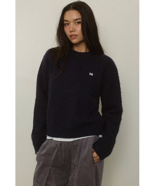 ALEXIA STAM（アリシアスタン）の「Logo Knit Top /ロゴニットトップス（ニット/セーター・レディース・ベージュ/グレー/ネイビー・FREE）」の3枚目の写真