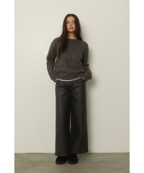 ALEXIA STAM（アリシアスタン）の「Logo Knit Top /ロゴニットトップス（ニット/セーター・レディース・ベージュ/グレー/ネイビー・FREE）」の4枚目の写真