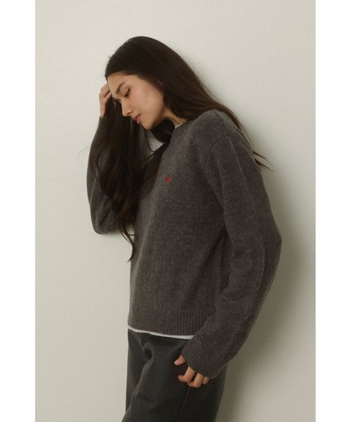 ALEXIA STAM（アリシアスタン）の「Logo Knit Top /ロゴニットトップス（ニット/セーター・レディース・ベージュ/グレー/ネイビー・FREE）」の7枚目の写真