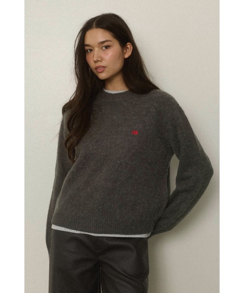 ALEXIA STAM（アリシアスタン）の「Logo Knit Top /ロゴニットトップス（ニット/セーター・レディース・ベージュ/グレー/ネイビー・FREE）」の8枚目の写真