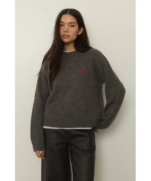 ALEXIA STAM（アリシアスタン）の「Logo Knit Top /ロゴニットトップス（ニット/セーター・レディース・ベージュ/グレー/ネイビー・FREE）」の9枚目の写真