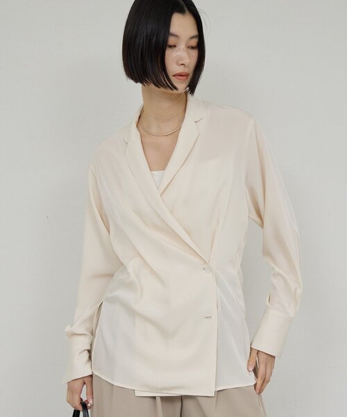 GALLARDAGALANTE(ガリャルダガランテ)の「【手洗い可】2WAYシャツジャケット(シャツ/ブラウス・レディース・アイボリー/ブラウン・FREE)」の2枚目の写真