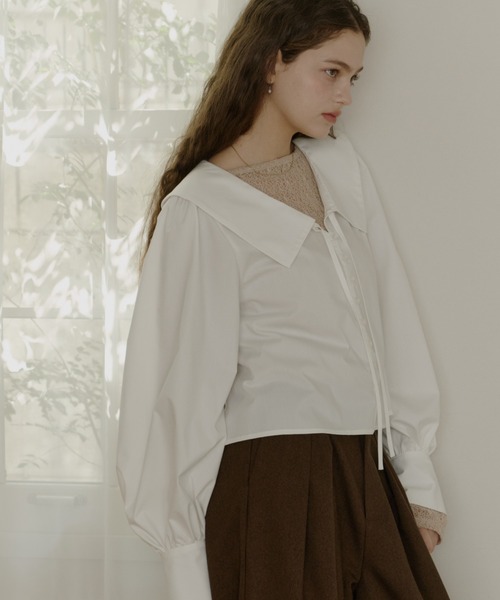 OLUN(オルン)の「big collar blouse/ビックカラーブラウス(シャツ/ブラウス・レディース・ブラック/ホワイト/ベージュ・FREE)」の16枚目の写真