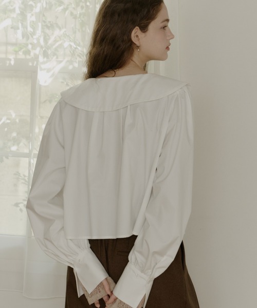 OLUN(オルン)の「big collar blouse/ビックカラーブラウス(シャツ/ブラウス・レディース・ブラック/ホワイト/ベージュ・FREE)」の17枚目の写真