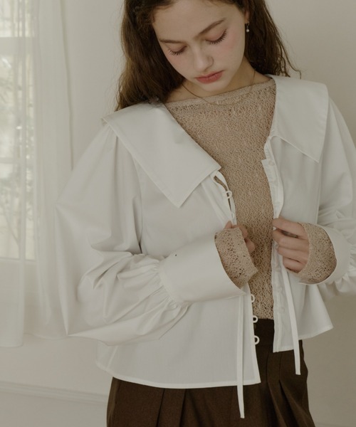 OLUN（オルン）の「big collar blouse/ビックカラーブラウス（シャツ