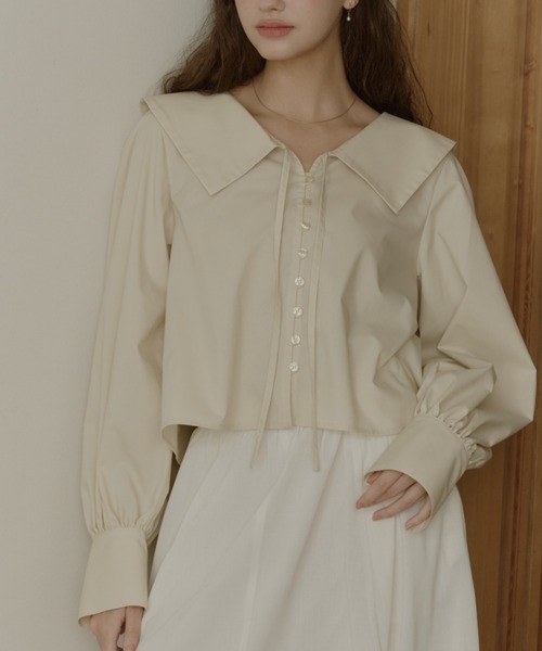 OLUN(オルン)の「big collar blouse/ビックカラーブラウス(シャツ/ブラウス・レディース・ブラック/ホワイト/ベージュ・FREE)」の21枚目の写真