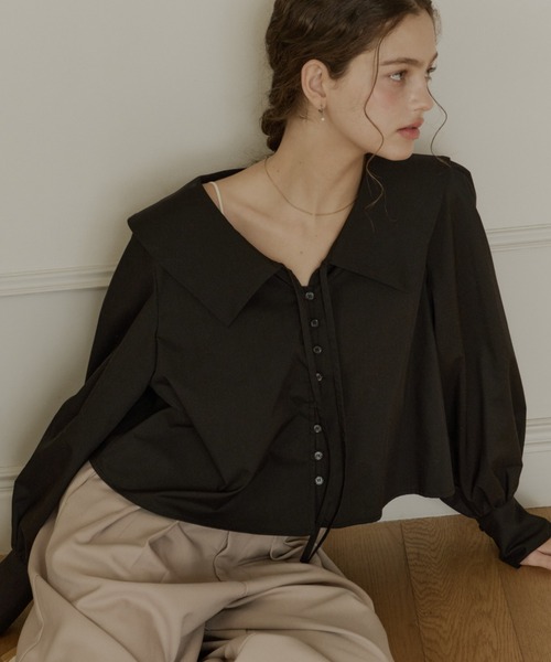 big collar blouse/ビックカラーブラウス（シャツ/ブラウス）｜OLUN
