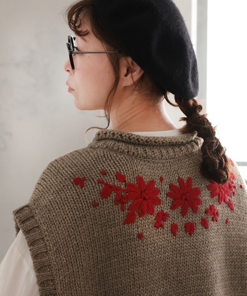 アネモネの咲くニットベスト（ベスト）｜soulberry（ソウルベリー）の