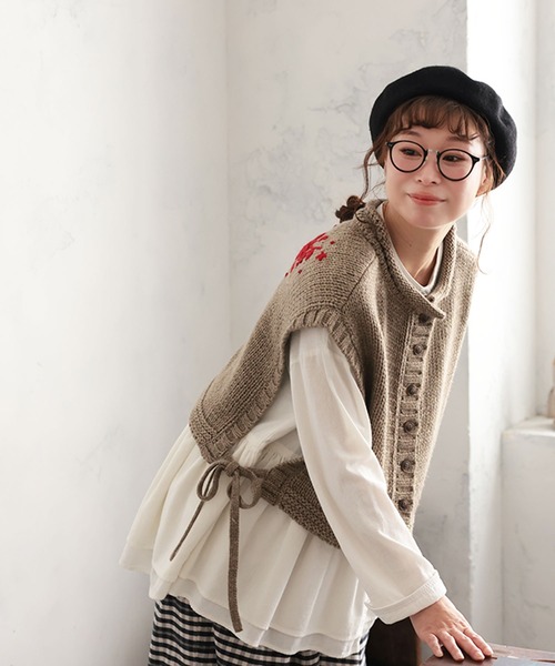 アネモネの咲くニットベスト（ベスト）｜soulberry（ソウルベリー）の