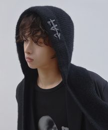 LAD EDITION（ラッドエディション）の「LAD ウールニットフードマフラー_ブラック（ニットキャップ/ビーニー）」