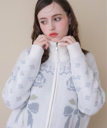 Lolime by mellfy memory（ロリミー バイ メルフィーメモリー）の「ribbon & floral cowichan knit zip up（カーディガン/ボレロ）」