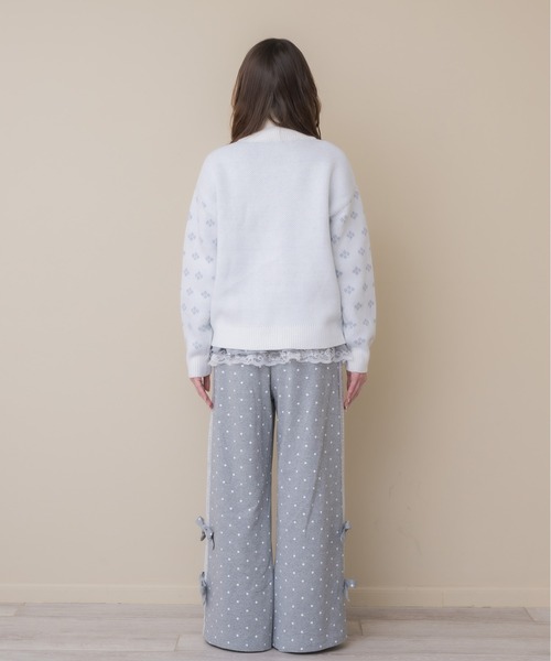 Lolime by mellfy memory(ロリミー バイ メルフィーメモリー)の「ribbon & floral cowichan knit zip up(カーディガン/ボレロ・レディース・ピンク/ブルー・FREE)」の13枚目の写真